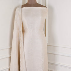 Brocade Silk Beige Unstitched Suit