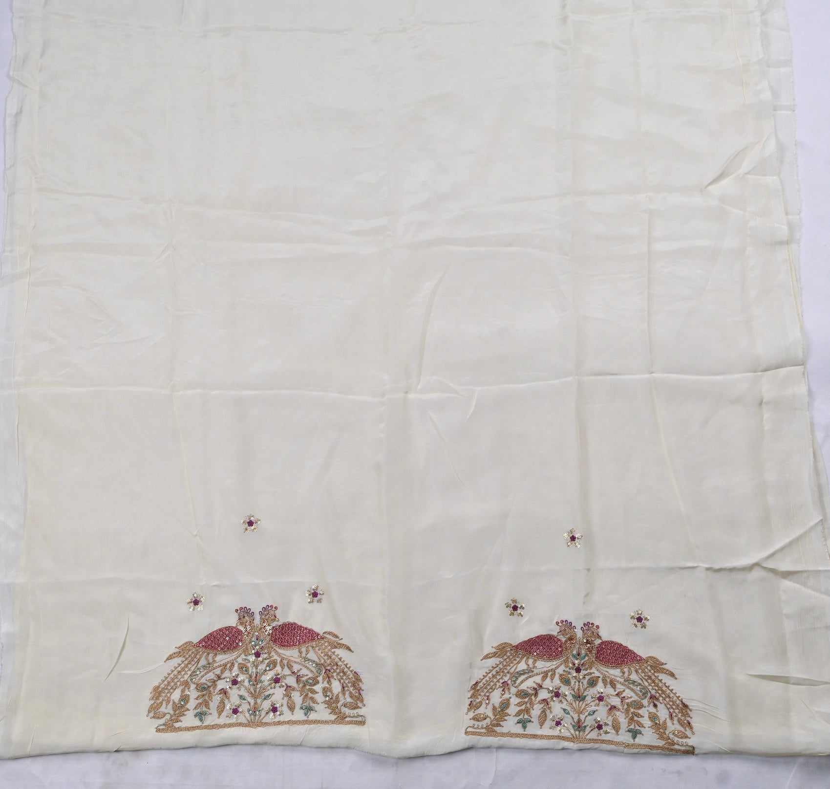 Organza White Unstitched Suit