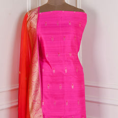 Khadi Silk Pink Unstitched Suit