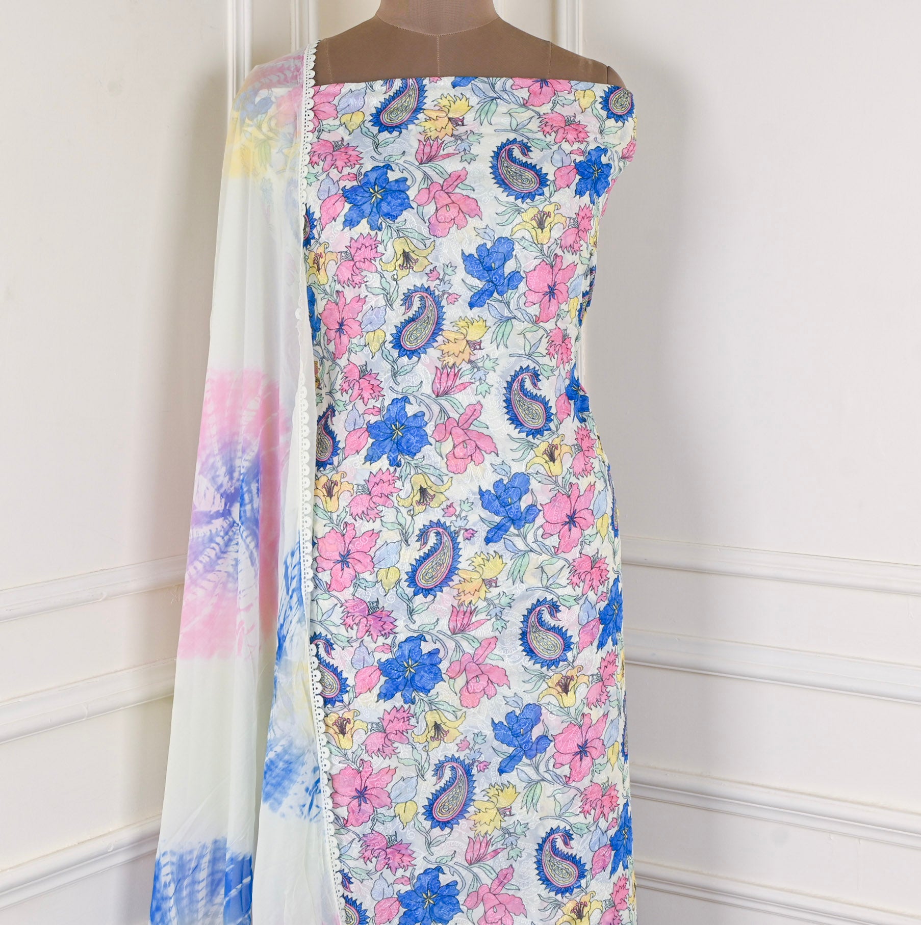 Georgette Blue Unstitched Suit