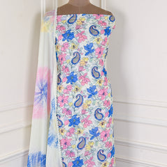 Georgette Blue Unstitched Suit