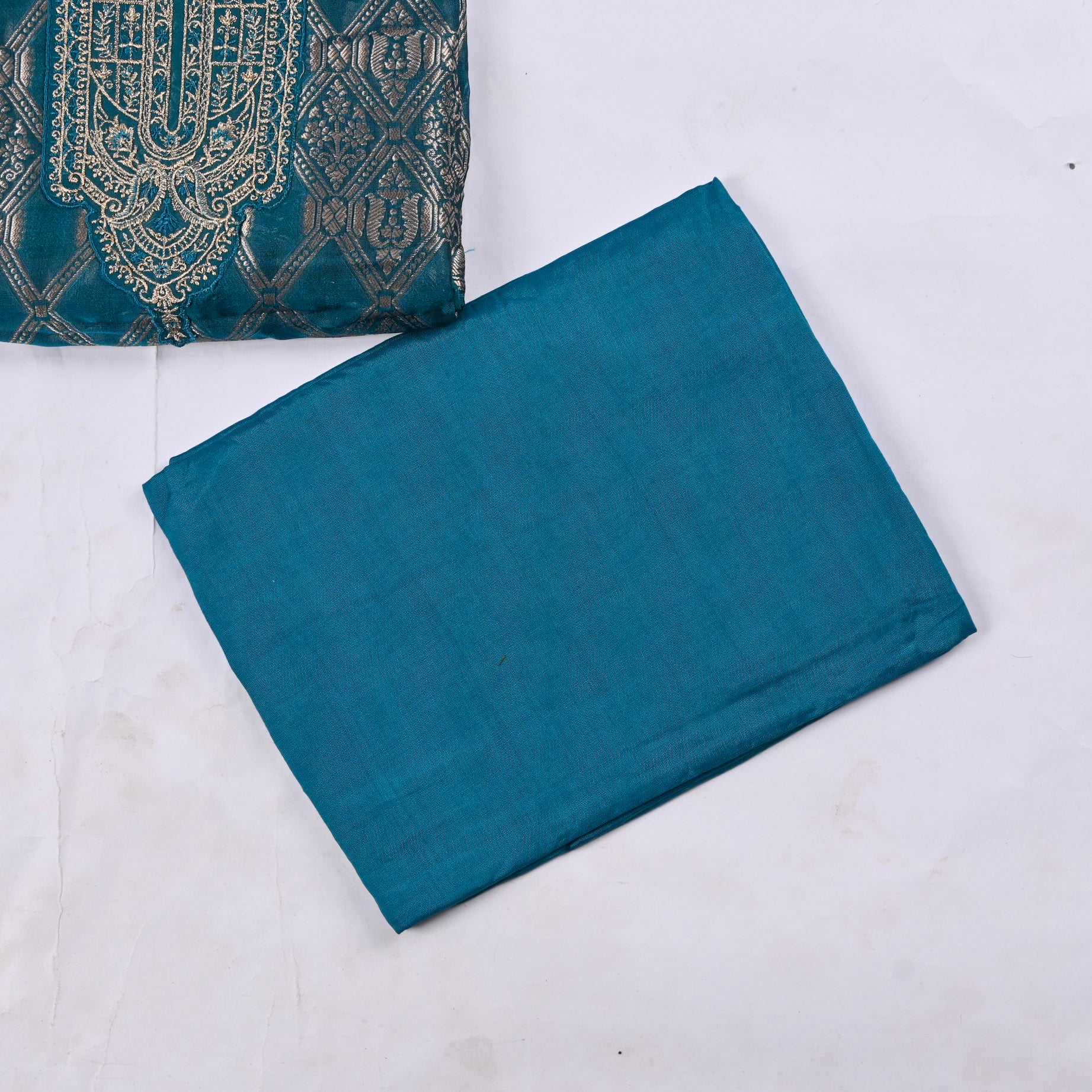 Banarasi Silk Blue Unstitched Suit
