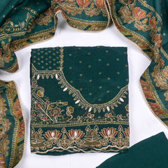 Organza Green Unstitched Suit