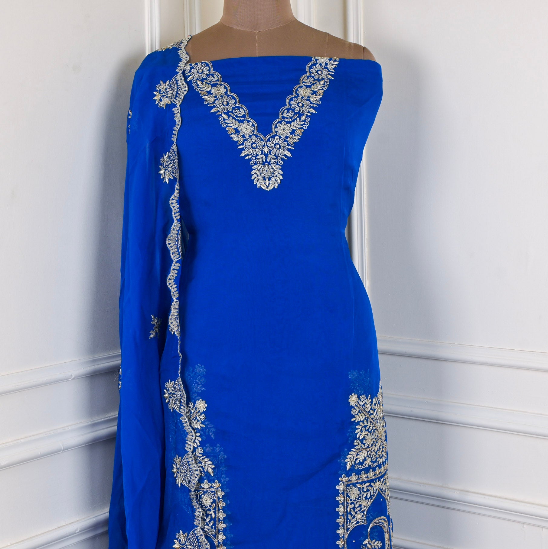 Organza Blue Unstitched Suit