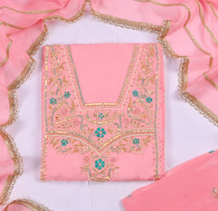 Organza Pink Unstitched Suit