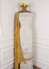 Giraffe Shimmer Cream Unstitched Suit