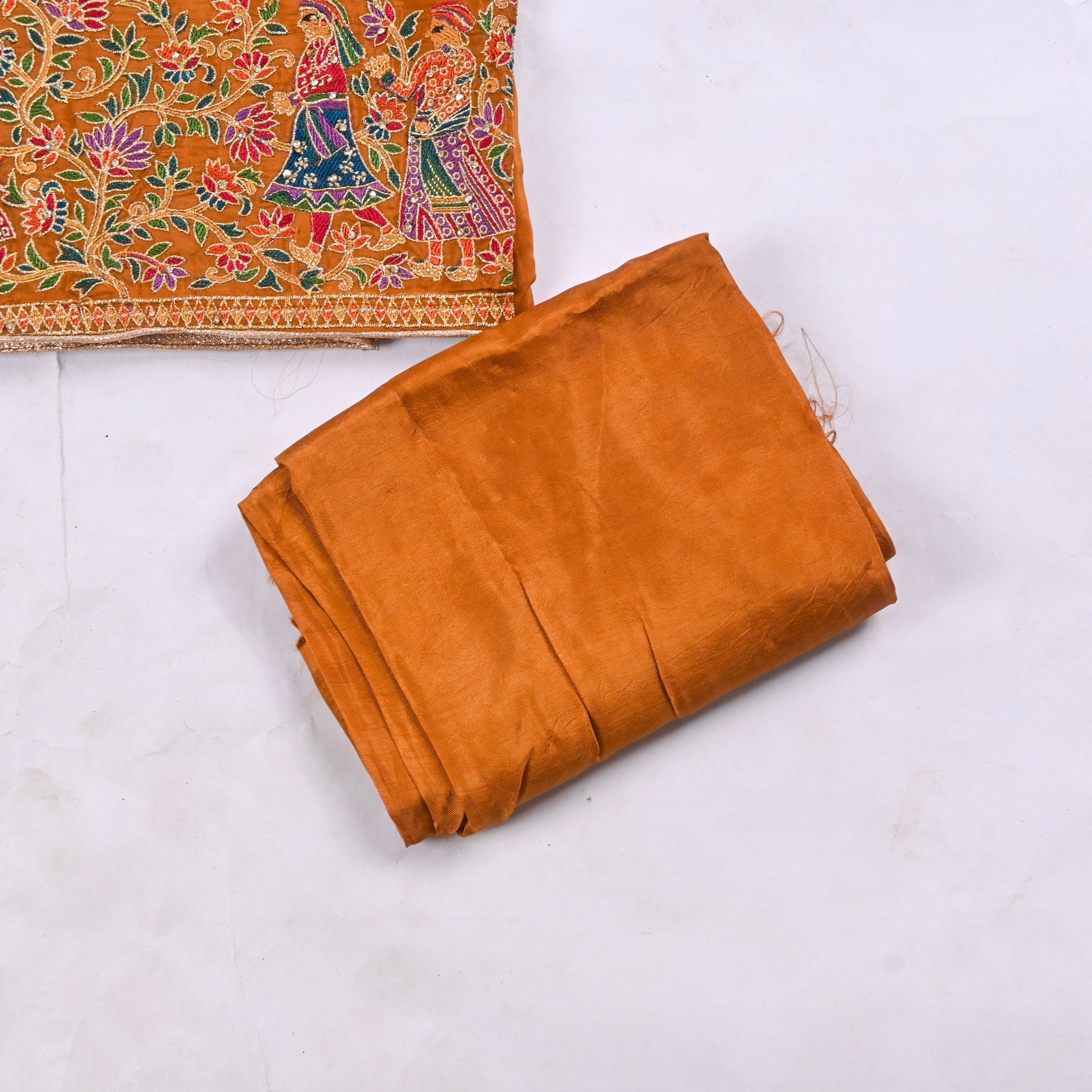 Crepe Silk Rust Unstitched Suit