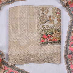 Georgette Beige Unstitched Suit