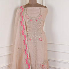 Crush Beige Pink Unstitched Suit