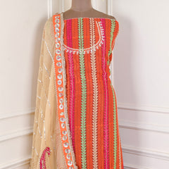 Khaddar Orange Unstitched Suit