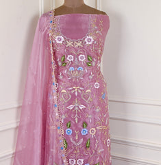 Glass Shimmer Onion Pink Unstitched Suit