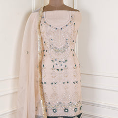 Glass Shimmer Beige Unstitched Suit