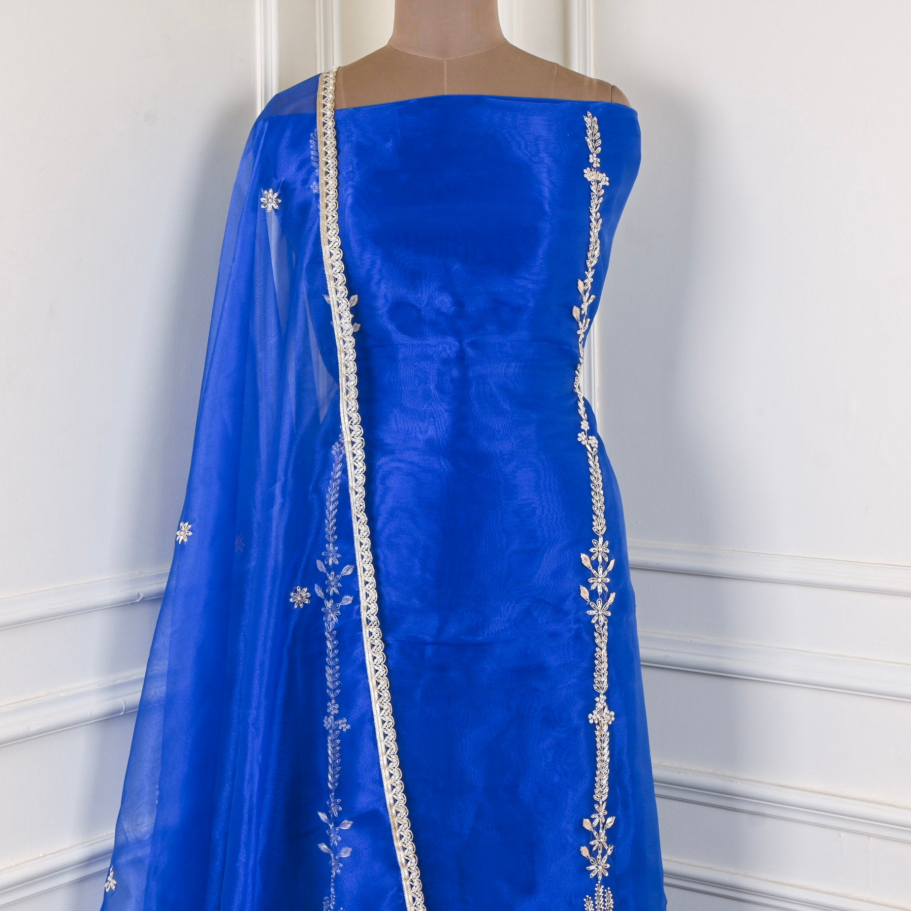 Blue Glass Shimmer Unstitched Suit