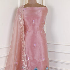 Glass Shimmer Peach Unstitched Suit
