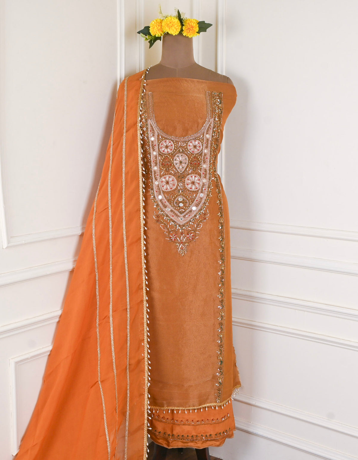 Shimmer Golden Unstitched Suit