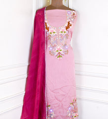 Mul Cotton Pink Unstitched Suit