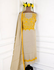 Organza Beige Unstitched Suit