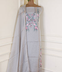 Organza Grey Unstitched Suit
