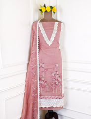 Mul Chanderi Pink Unstitched Suit