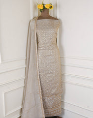 Shimmer Beige Unstitched Suit