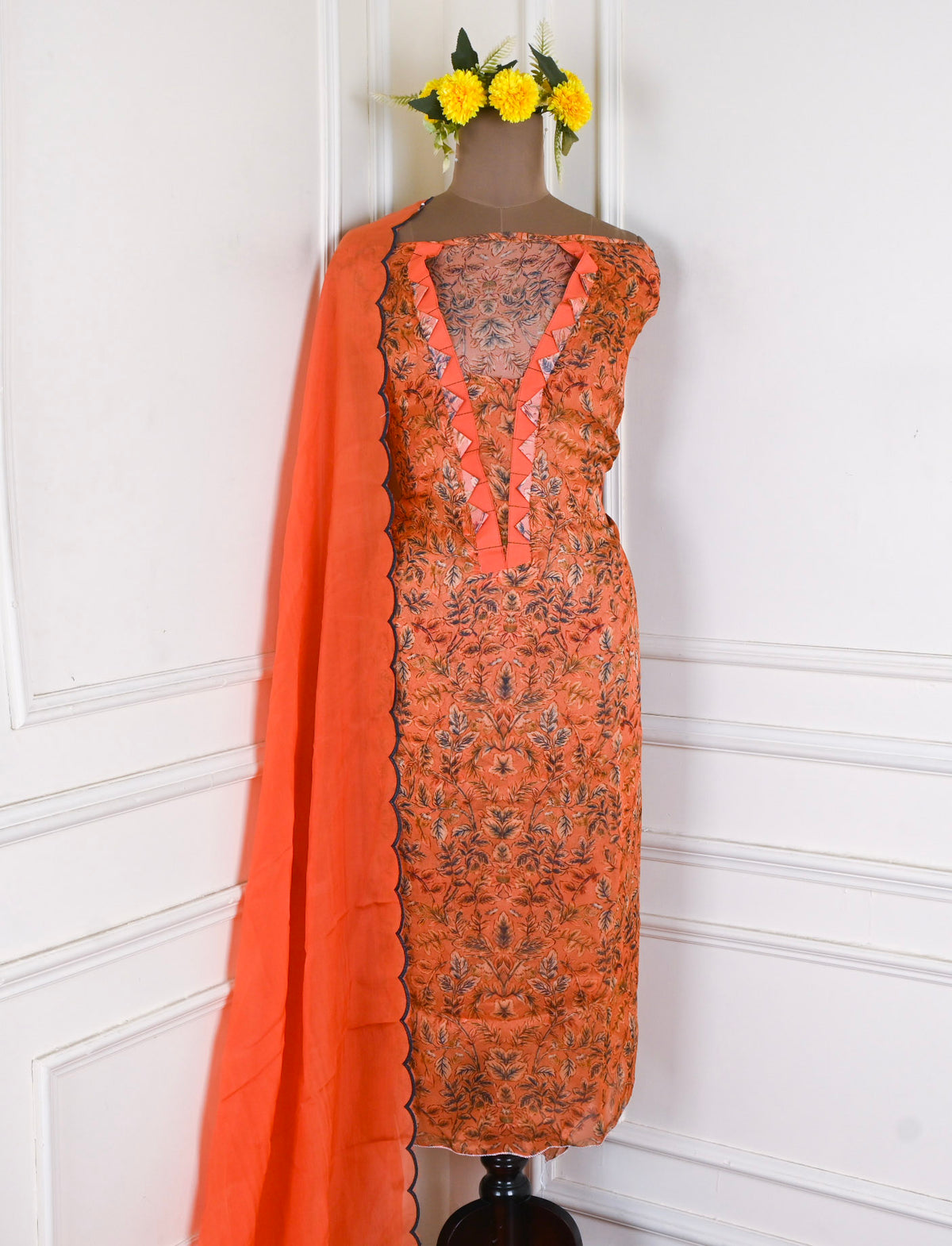 Mul Check Orange Unstitched Suit