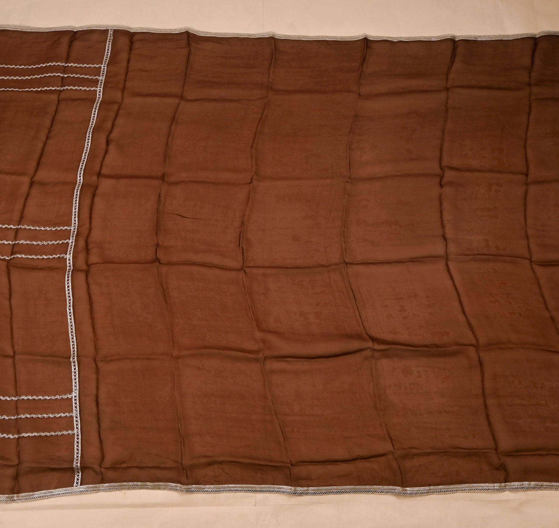 Organza Brown Unstitched Suit