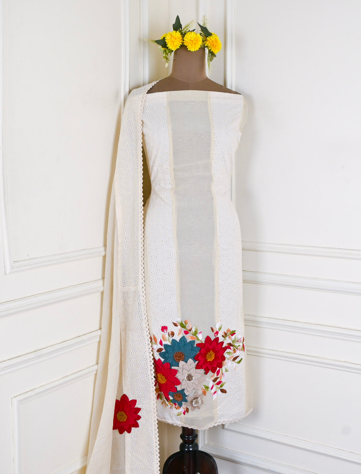 Mul Cotton Cream Unstitched Suit