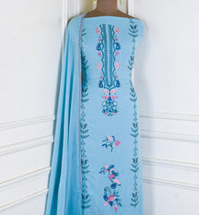 Georgette Sky Blue Unstitched Suit