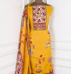 Mul Cotton Yellow Unstitched Suit