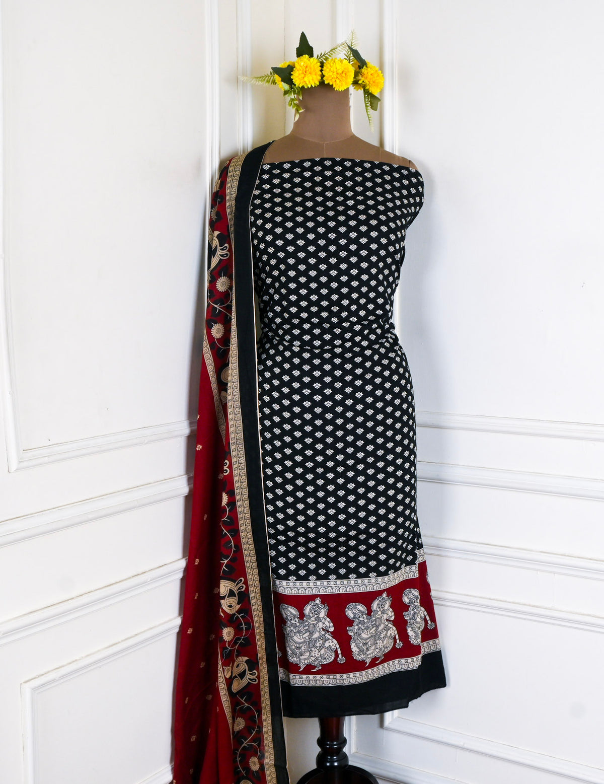 Pure Cotton Black Unstitched Suit