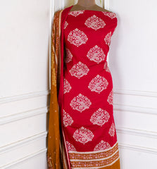 Pure Cotton maroon Unstitched Suit