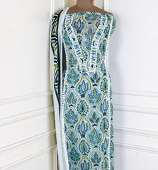 Twill Organza Pista Green  Unstitched Suit