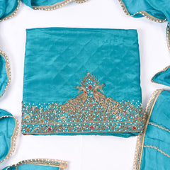 Silk Ferozi Unstitched Suit