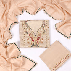 Shimmer Beige Unstitched Suit