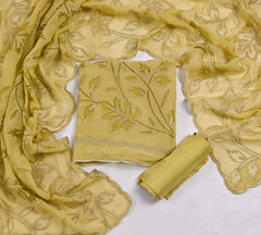 Organza Yellow Unstitched Suit