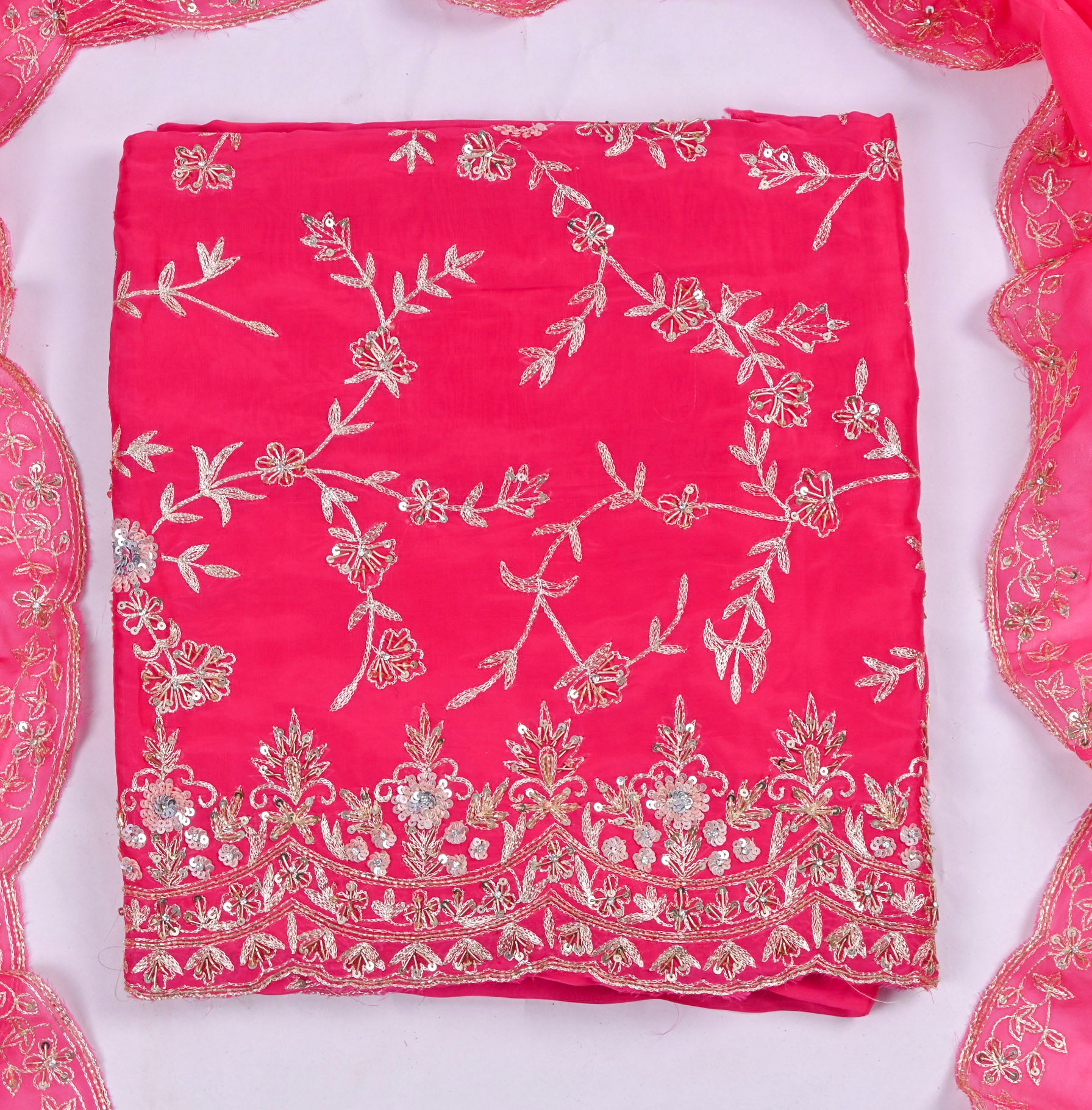 Crepe Pink Unstitched Suit