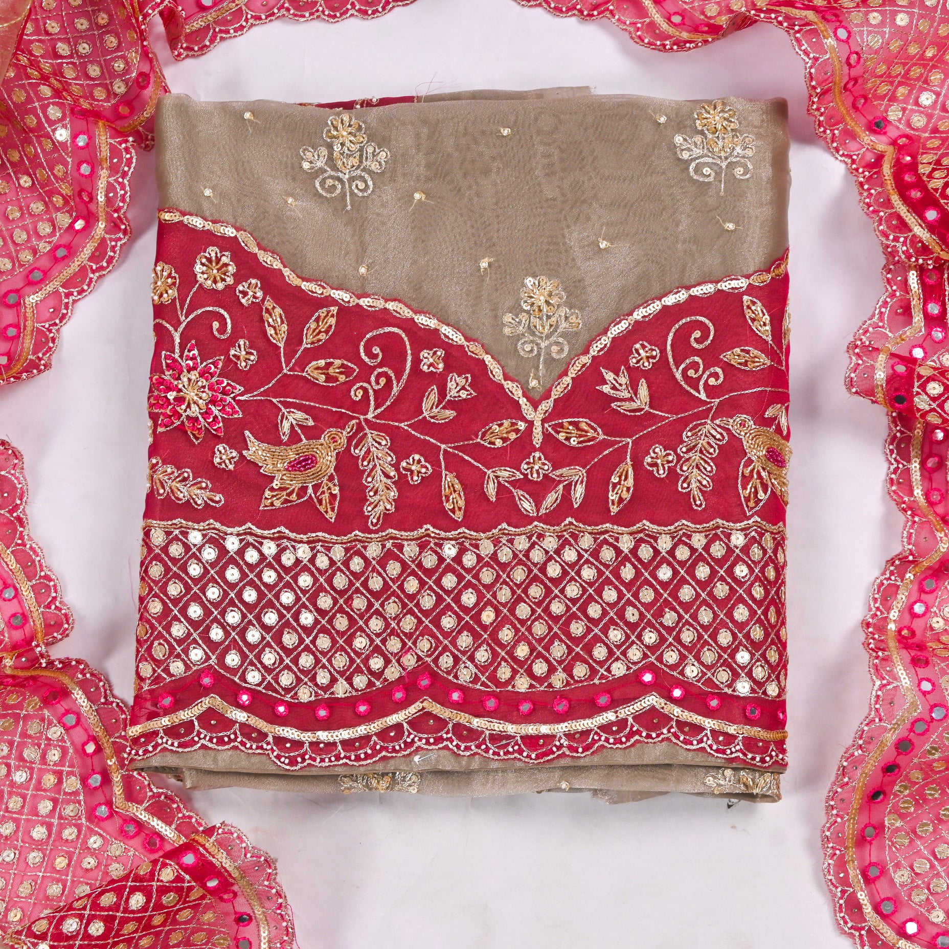 Glass Shimmer Off-White Unstitched Suit