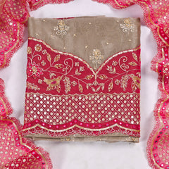 Glass Shimmer Off-White Unstitched Suit