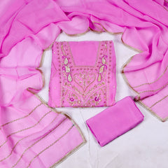 Organza Blush Pink Unstitched Suit