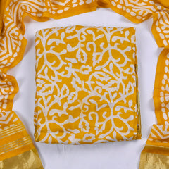 Cotton Yellow Unstitched Suit