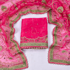 Glass Tissue Pink Unstitched Suit