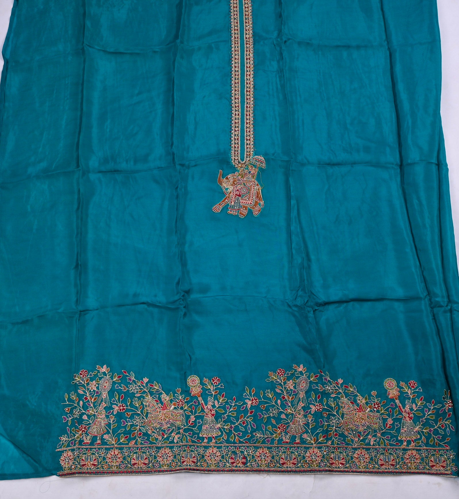Crepe Organza Blue Unstitched Suit