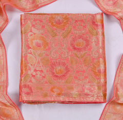 Banarasi Peach Unstitched Suit