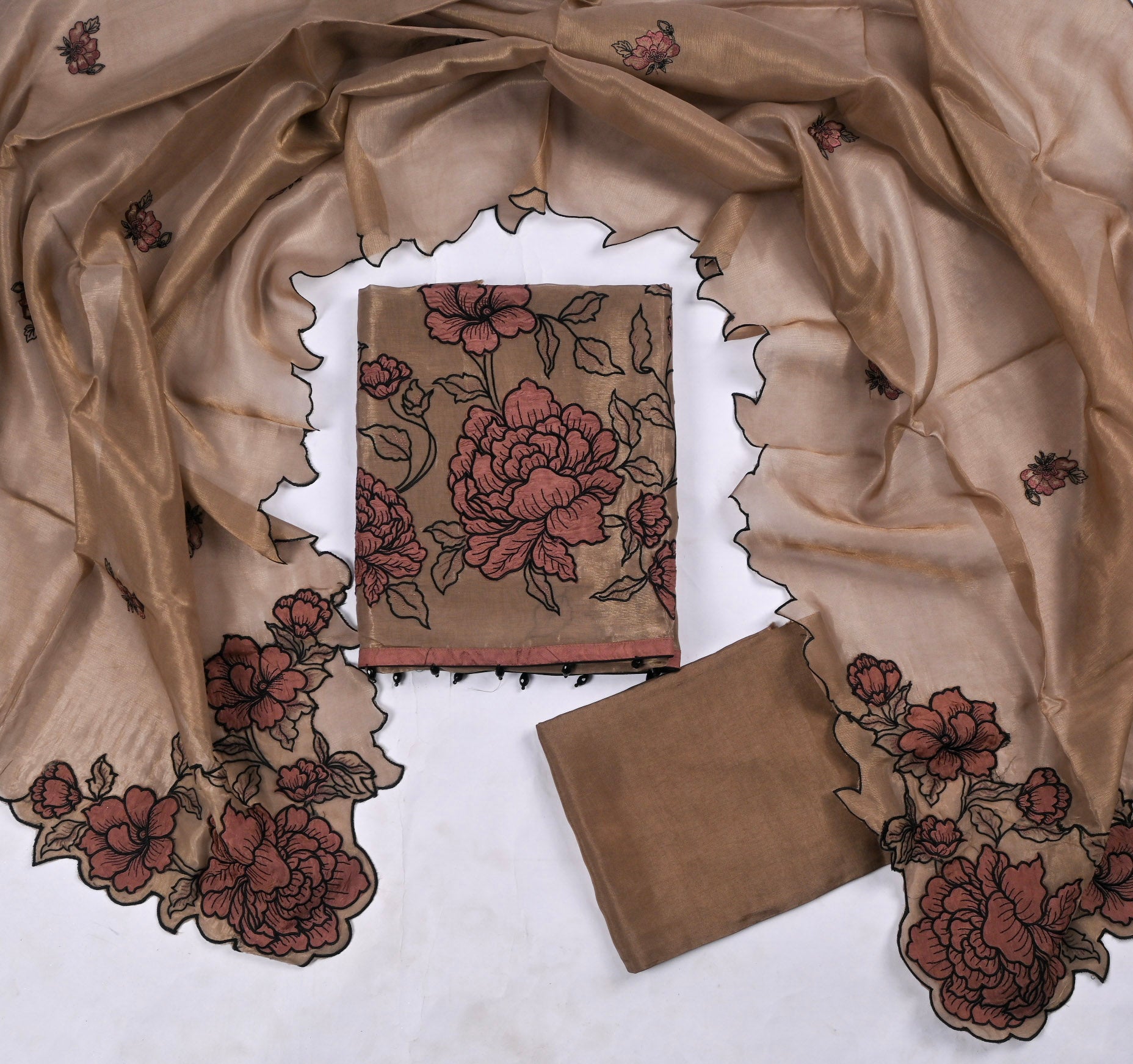 Shimmer Brown Unstitched Suit