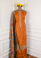 Crepe Silk Rust Unstitched Suit