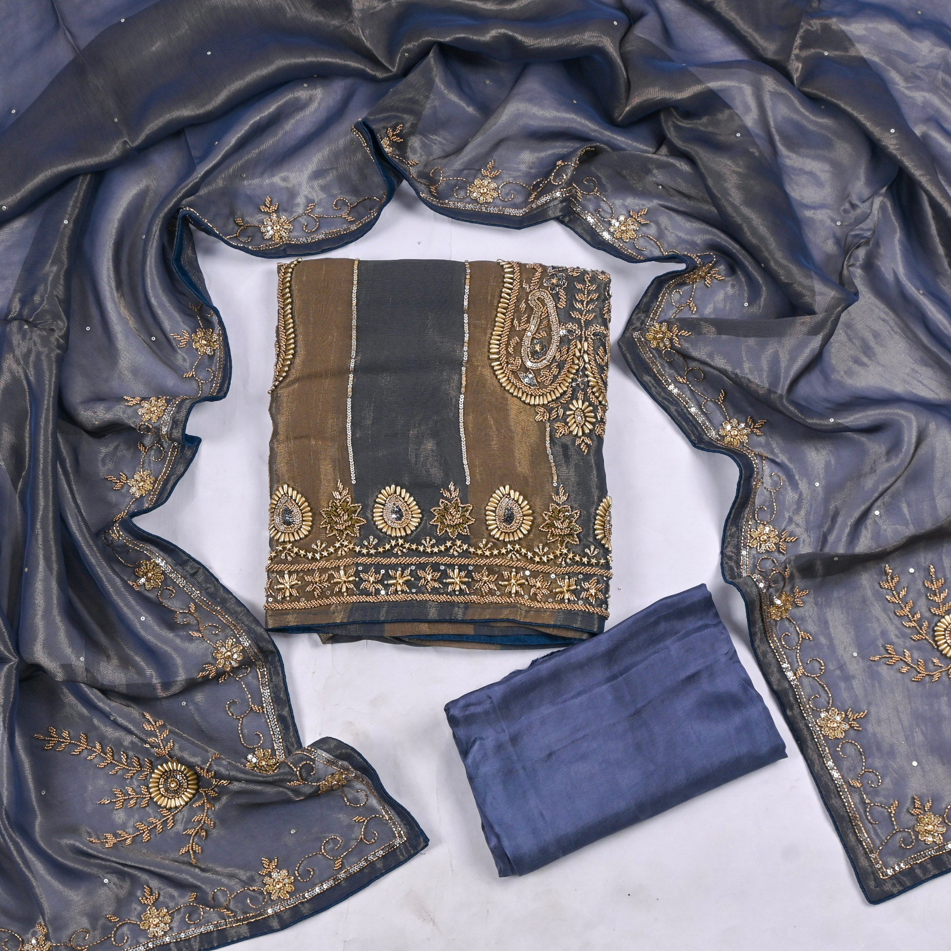 Shimmer Blue Unstitched Suit