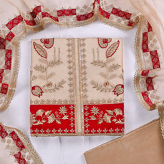 Crush Beige Red Unstitched Suit