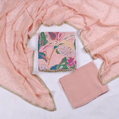 Banarasi Silk Pink Unstitched Suit