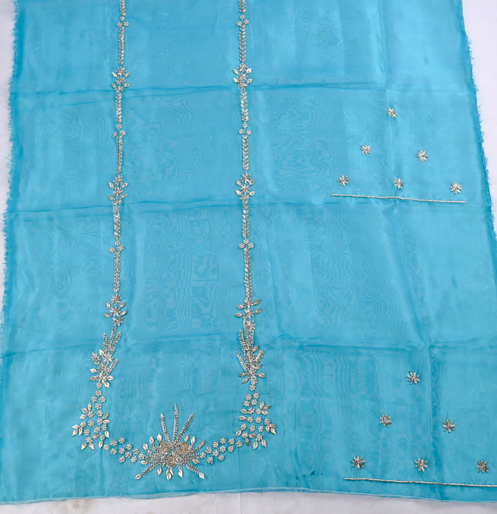 Firozi Glass Shimmer Unstitched Suit