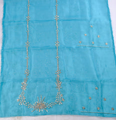 Firozi Glass Shimmer Unstitched Suit